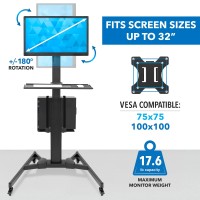 Mount-It! Computer Cart Mobile Desk Workstation With Monitor Mount For Screen Up To 32