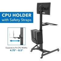 Mount-It! Computer Cart Mobile Desk Workstation With Monitor Mount For Screen Up To 32