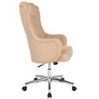 Chambord Home and Office Upholstered High Back Chair in Beige Fabric