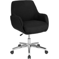 Rochelle Home and Office Upholstered MidBack Chair in Black Fabric