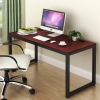 Shw Home Office 55Inch Large Computer Desk 24 Deep Blackcherry