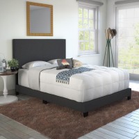 Boyd Sleep Milan Upholstered Linen Platform Bed Queen Black