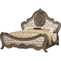Acme Ragenardus Queen Bed, Pu & Vintage Oak (1Set/3Ctn) /Vintage/Traditional/Pu & Vintage Oak