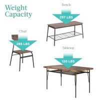 Best Choice Products 6-Piece 55in Modern Dining Set for Home, Kitchen, Dining Room w/Storage Racks, Rectangular Table, Bench, 4 Chairs, Steel Frame - Brown