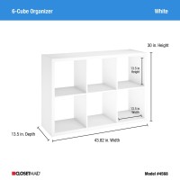 Closetmaid 6 Cube Storage Shelf Organizer Bookshelf With Open Back Vertical Or Horizontal Easy Assembly Wood White Finish