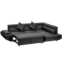 Fdw Sofa Sectional Futon Sofa Bed Sofa For Living Room Couches And Sleeper Sofa Pu Leather Sofa Set Corner Modern Queen 2 Piece Contemporary Upholsteredblack