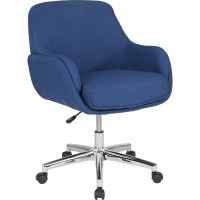 Rochelle Home and Office Upholstered MidBack Chair in Blue Fabric