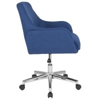 Rochelle Home and Office Upholstered MidBack Chair in Blue Fabric