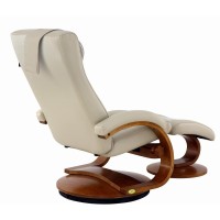 RelaxR Hamilton Recliner and Ottoman with Pillow in Beige Air Leather