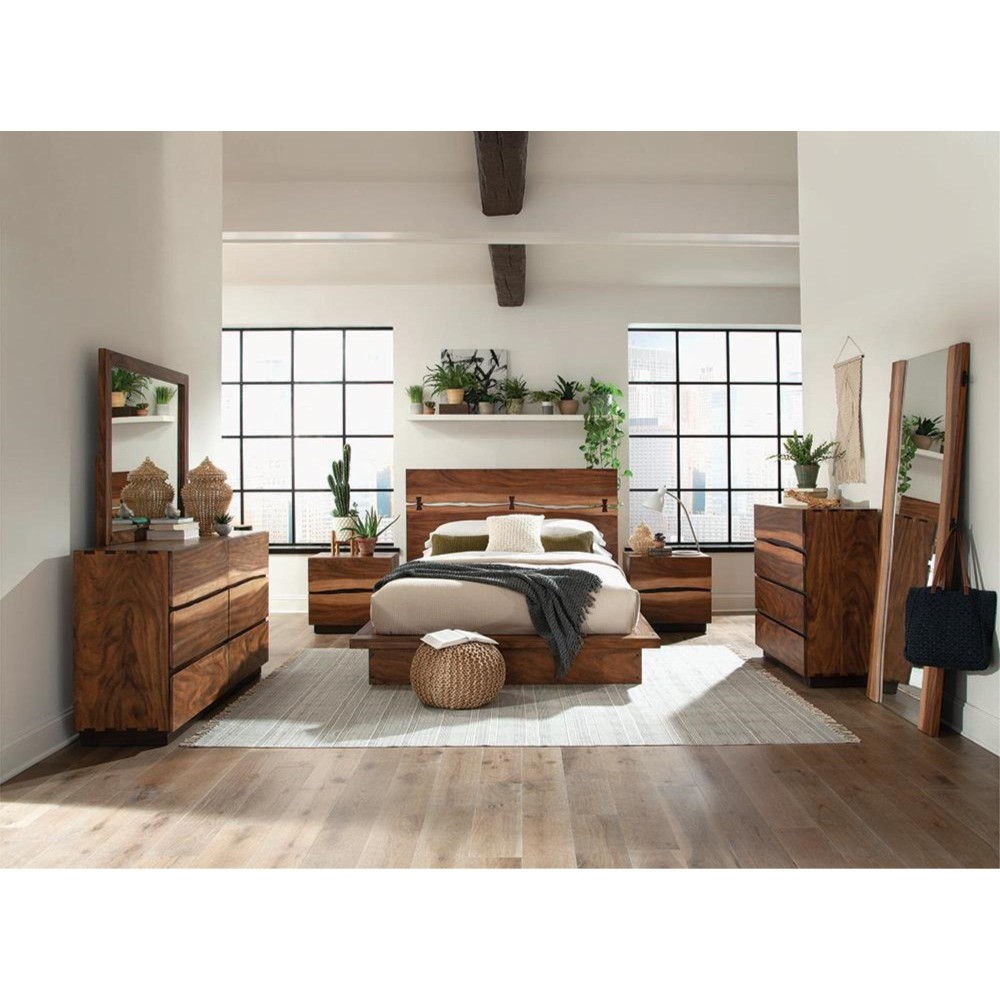 Winslow Storage Eastern King Bed Smokey Walnut and Coffee Bean