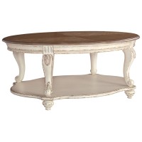 Signature Design By Ashley Realyn Casual Cottage Coffee Table, Antique White & Brown