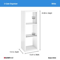 Closetmaid 4542 Decorative Open Back 3Cube Storage Organizer White