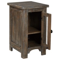 Signature Design By Ashley Danell Ridge Rustic Chair Side End Table With Double Cabinet Doors And 1 Storage Shelf, Brown