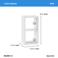 Closetmaid 2 Cube Storage Shelf Organizer Bookshelf With Open Back Vertical Or Horizontal Easy Assembly Wood White Finish