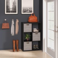 Closetmaid 6 Cube Storage Shelf Organizer Bookshelf With Open Back Vertical Or Horizontal Easy Assembly Wood Black Finish