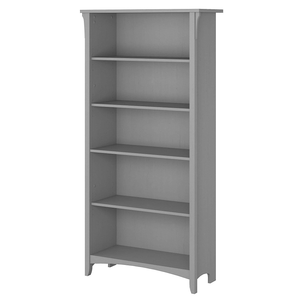 Bush Furniture Salinas Tall 5 Shelf Bookcase In Cape Cod Gray Distressed Style Modern Farmhouse Bookshelf For Living Room And Home Office