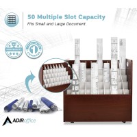 Adir Mobile Blueprint Roll File Holder - Mobile Roll File Organizer Cart For Home Office Or School. 50 Slots Blueprint File Holder With Wheels For Maps, Plans, Posters