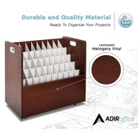 Adir Mobile Blueprint Roll File Holder - Mobile Roll File Organizer Cart For Home Office Or School. 50 Slots Blueprint File Holder With Wheels For Maps, Plans, Posters