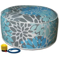 Kozyard Inflatable Stool Ottoman Used For Indoor Or Outdoor, Kids Or Adults, Camping Or Home (Blue Pattern)