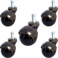 Podoy Antique Caster Wheels For Furniture 2'' Brass Ball With Stem Socket (Pack Of 5), Vintage Rolling Casters Replacement For Office Chair Sofa Cabinet, Chair Wheels Using For Hardwood Floor