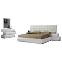 Best Master Spain 5Piece Engineered Wood Cal King Bedroom Set in White Gloss