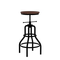 Lokkhan Vintage Industrial Bar Stool-Rustic Swivel Bar Stool-Round Wood Metal Stool-Kitchen Counter Height Adjustable Pipe Stool-Cast Steel Stool 20-27 Inch (Set Of 2)