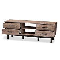 Baxton Studio Arend Modern And Contemporary Two-Tone Oak And Ebony Wood 4-Drawer Tv Stand