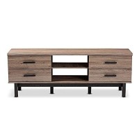 Baxton Studio Arend Modern And Contemporary Two-Tone Oak And Ebony Wood 4-Drawer Tv Stand