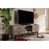 Baxton Studio Arend Modern And Contemporary Two-Tone Oak And Ebony Wood 4-Drawer Tv Stand