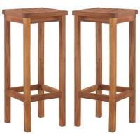 Vidaxl 2X Solid Wood Bar Stool Foldable Patio Outdoor Garden Chair Seat Dining