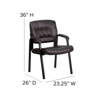 Emma + Oliver Brown Leathersoft Executive Reception Chair With Black Metal Frame