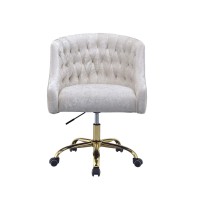 Acme Levian Tufted Velvet Upholstered Office Chair In Vintage Cream And Gold