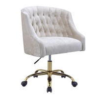 Acme Levian Tufted Velvet Upholstered Office Chair In Vintage Cream And Gold