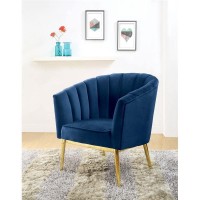 Acme Colla Velvet Upholstery Accent Chair In Midnight Blue And Gold