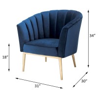 Acme Colla Velvet Upholstery Accent Chair In Midnight Blue And Gold