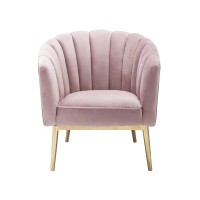 Acme Colla Velvet Upholstery Accent Chair In Blush Pink And Gold