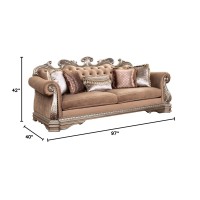 Acme Northville Sofa With 5 Pillows In Velvetand Antique Silver