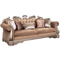 Acme Northville Sofa With 5 Pillows In Velvetand Antique Silver