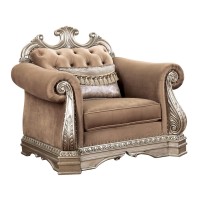 Acme Northville Upholstered Chair With 1 Pillow In Velvet And Antique Silver