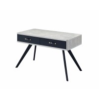Acme Magna Wooden Writing Desk With 2 Drawers In Faux Concrete And Black