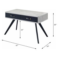 Acme Magna Wooden Writing Desk With 2 Drawers In Faux Concrete And Black