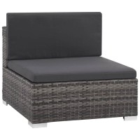 vidaXL 6 Piece Garden Lounge Set with Cushions Poly Rattan Gray 44432