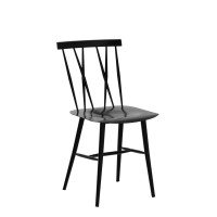 Costway Dining Chair Set Of 2, Farmhouse Windsor Chairs Dining Room Chairs With Spindle Back And Sturdy Metal Construction, Kitchen Side Chairs For Living Room Restaurant, Black (Height 17'')