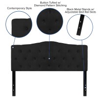 Emma Oliver Tufted Upholstered Queen Size Headboard In Black Fabric