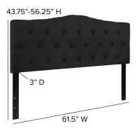 Emma Oliver Tufted Upholstered Queen Size Headboard In Black Fabric