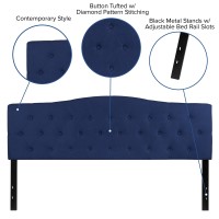 Emma Oliver Tufted Upholstered King Size Headboard In Navy Fabric