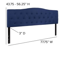 Emma Oliver Tufted Upholstered King Size Headboard In Navy Fabric