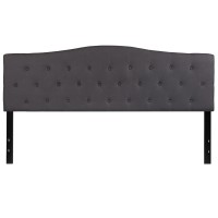 Emma Oliver Tufted Upholstered King Size Headboard In Dark Gray Fabric