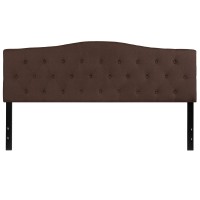 Emma Oliver Arched Button Tufted King Size Headboard In Dark Brown Fabric