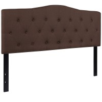 Emma Oliver Arched Button Tufted Queen Size Headboard In Dark Brown Fabric